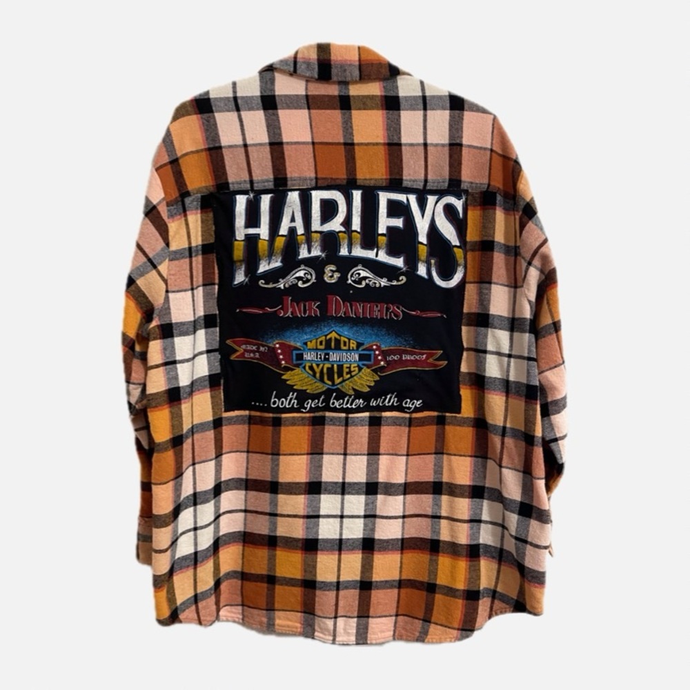 Hand Crafted Plaid Button Down Shirt - Orange and Black